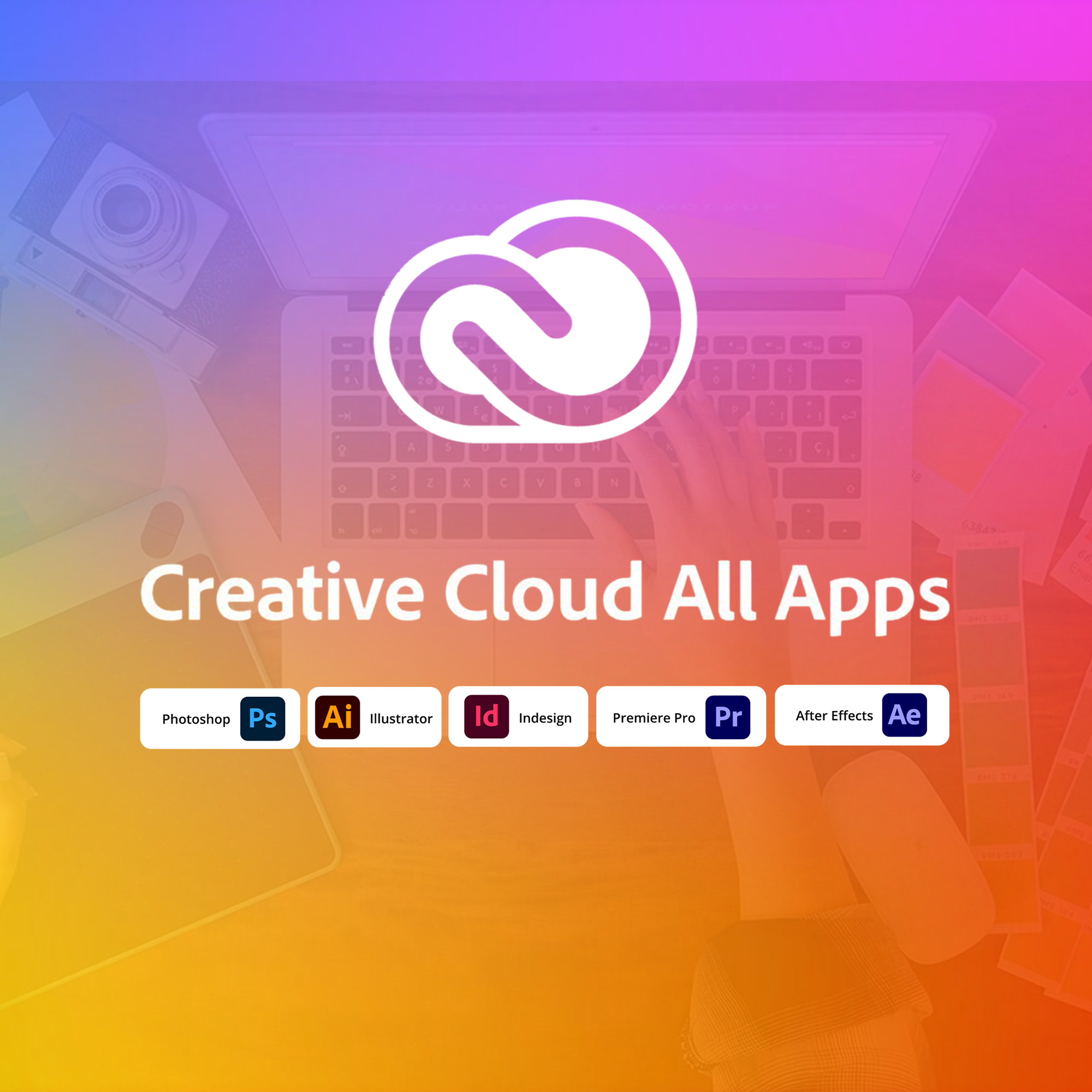 Adobe Creative Cloud logo with icons of various creative applications-digitalservices