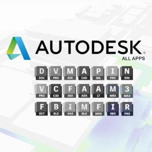 autodesk-digital services-Autodesk software subscription icons including AutoCAD, Revit, 3ds Max, and Fusion 360 representing access to professional design and engineering tools